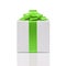 Gift box with handmade green ribbon bow