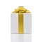 Gift box with handmade yellow ribbon bow