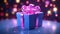 Gift box in holographic colors. Christmas concept