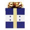 Gift box with Honduranian flag. Holiday in Honduras, concept. 3D rendering