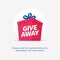 Gift box illustration with giveaway text for social media post vector template. Share gifts website banner concept design