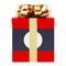 Gift box with Laotian flag. Holiday in Laos, concept. 3D rendering