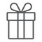 Gift box line icon, present and holiday, package