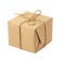 Gift box or mail parcel, wrapped with craft paper and twine isolated