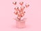gift box open balloon heart floating pink background love valentine concept 3d render
