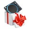Gift box with Phonograph Turntable, 3D rendering