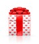 Gift box with red bow and heart