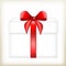 Gift box with a red bow, packing for a gift, gift in a white box, boxing with a red ribbon,