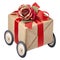 Gift Box Red Bow Wheel Wheels Isolated