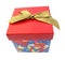 Gift box red heart with golden tie