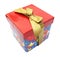 Gift box red package with golden yellow bow