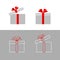 Gift box with a red ribbon bow Isolated Simple flat gift box icon from line of strip Design element advertising greeting card