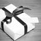 Gift box and ribbin with tag black and white color tone style