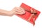 Gift box with ribbon female hand