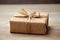 A gift box with a rustic burlap texture