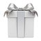 Gift box with silver ribbon bow