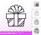 Gift Box simple black line present bow vector icon