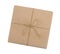 Gift box wrapped in brown recycled paper and tied sack rope top