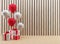 Gift boxes with balloons festival and celebration in 3D render image