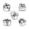 Gift boxes doodle sketch set