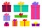 Gift boxes, presents isolated set vector. Flat surprise box with bows on holiday. Set of giftbox, present icon for birthday,