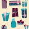 Gift boxes seamless pattern.Convolutions in festive paper different forms,size.Christmas,New year presents with ribbons and bows.H