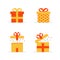 Gift Boxes Set of Different Present Boxes in Yellow Box With Red Ribbon Vector Illustration Icon