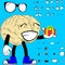 Gift brain cartoon hipster style expressions set