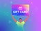 Gift card concept vector illustration of young man holds over his head big brilliant gift card like a winner of a marketing offer