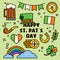 Gift card, design for celebrities with beer, leprechaun hats, gold, Irish flag and quatrefoil.