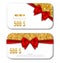 Gift Card Template with Golden Dust Texture and Black Bow Ribbon