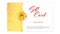 Gift card tied gold ribbon and bow. Two color card with concept of design. Vector template, 3d illustration
