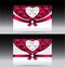 Gift cards with heart geometric pattern red bow ri