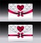 Gift cards with heart geometric pattern red bow ri