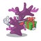 With gift cartoon purple coral reef under sea