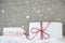 Gift, Cement Background With Snowflakes, Gutschein Means Voucher