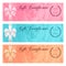 Gift certificate, Voucher, Coupon, Reward or Gift card template with floral rose pattern, bow (ribbon). Rose flower background set