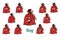 Gift Christmas bag emotions emoticons set on white back