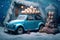 gift christmas merry candy festive holiday winter car retro snow. Generative AI.