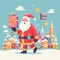 gift claus winter cartoon illustration red present christmas holiday santa. Generative AI.