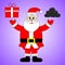 Gift or Coal. Santa Claus is stand. Cute cartoon character for Christmas Holiday. Vector illustration for Your Design, Card.