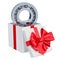 Gift concept, ball-bearing inside gift box. 3D rendering