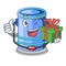 With gift cylinder bucket with handle on cartoon