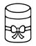 Gift in a cylindrical box. Surprise tied in the middle with a ribbon with a bow