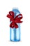 Gift, fitness bottle with a red bow on a white background.