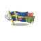 With gift flag sweden with the mascot shape