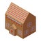 Gift gingerbread house icon, isometric style