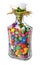 Gift glass bottle with bright colored stars