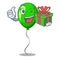 With gift green ballon with cartoon ribbons beautiful