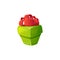 Gift green box decorated with red bow, vector present icon, reward cartoon gift box, GUI element for a game interface